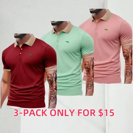 Men's Regular Fit Letter Print Short Sleeve Polo Shirt – a casual collared top for summer
