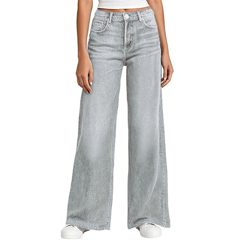 Women's Sweatpant Jeans Print Denim Sweatpants High Waisted Full-Length Wide Leg Pants Baggy Comfort Faux Jeans