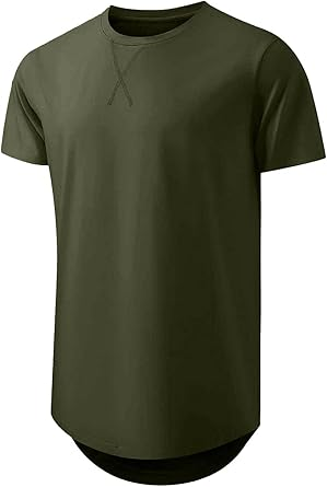 🔥🔥Men's 12-Pack Cotton Hipster Hip Hop Longline Crewneck T-Shirt