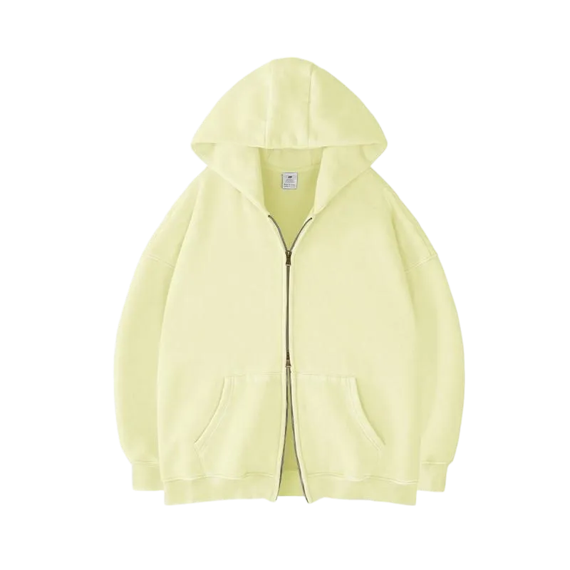 Oversized Acid Wash Hoodies Sweatshirt with Double Zip Up