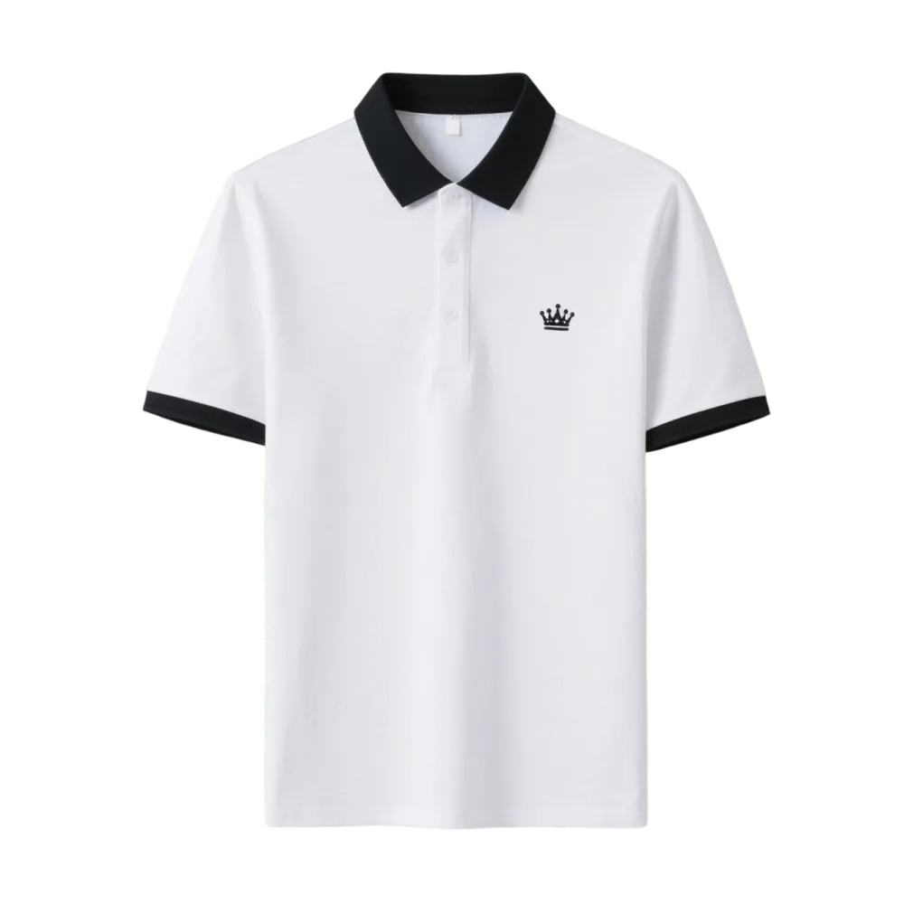 Men's Regular Fit Contrast Trim Polo Shirt – Half Zip, Short Sleeve, Summer Casual/Sporty Top for Daily Wear