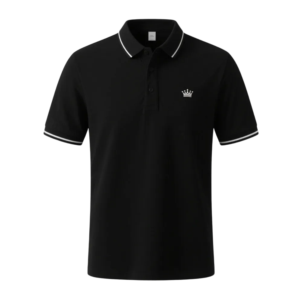 Men's Regular Fit Contrast Trim Polo Shirt – Half Zip, Short Sleeve, Summer Casual/Sporty Top for Daily Wear