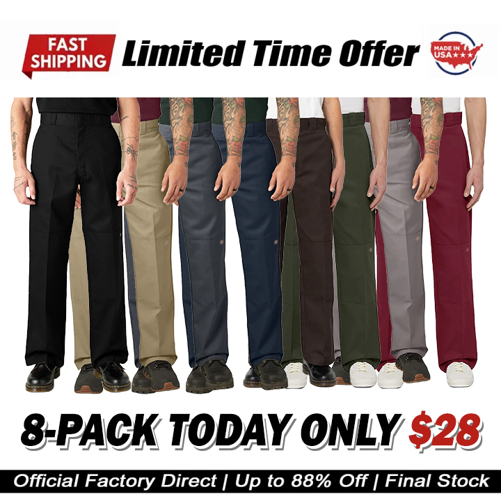 Men's Loose Fit Double Knee Multi-Pocket Utility Work Pant