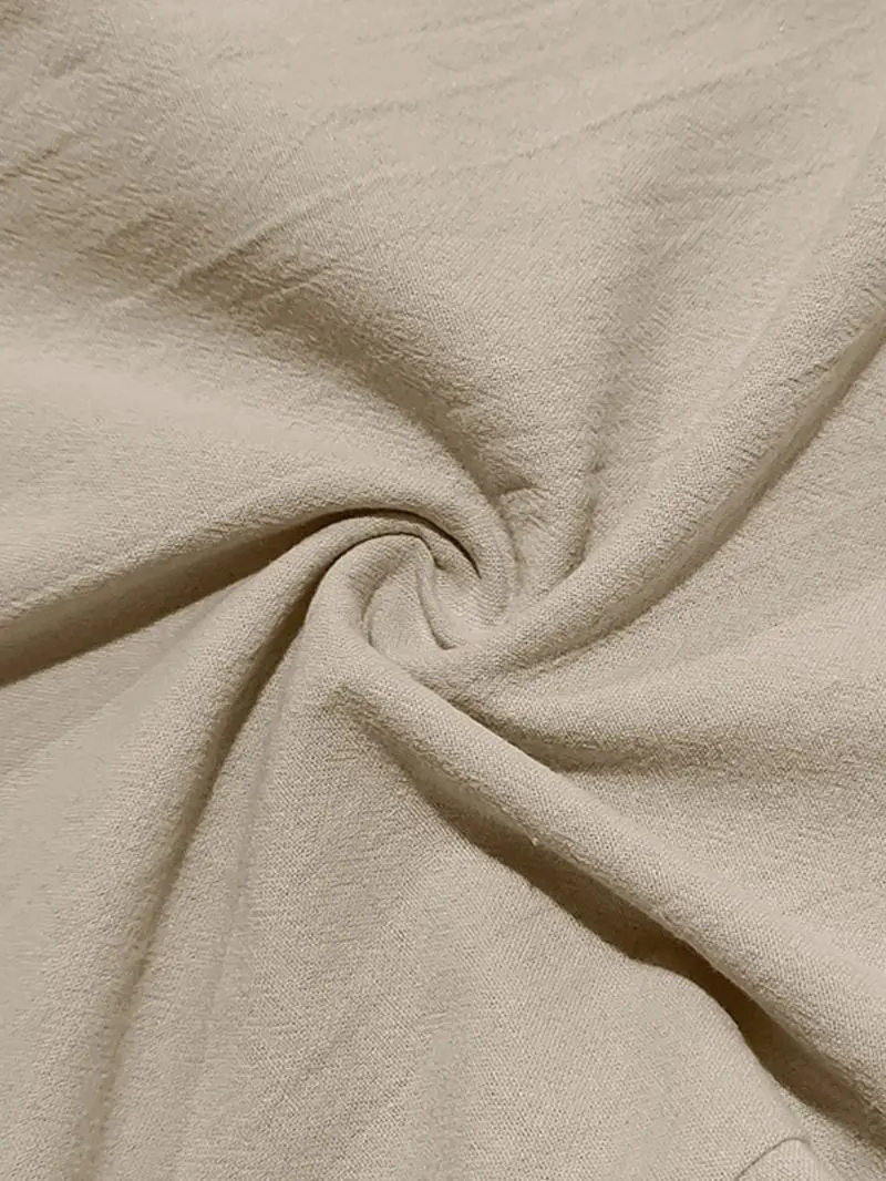 Men's Solid Button Design Linen Pants