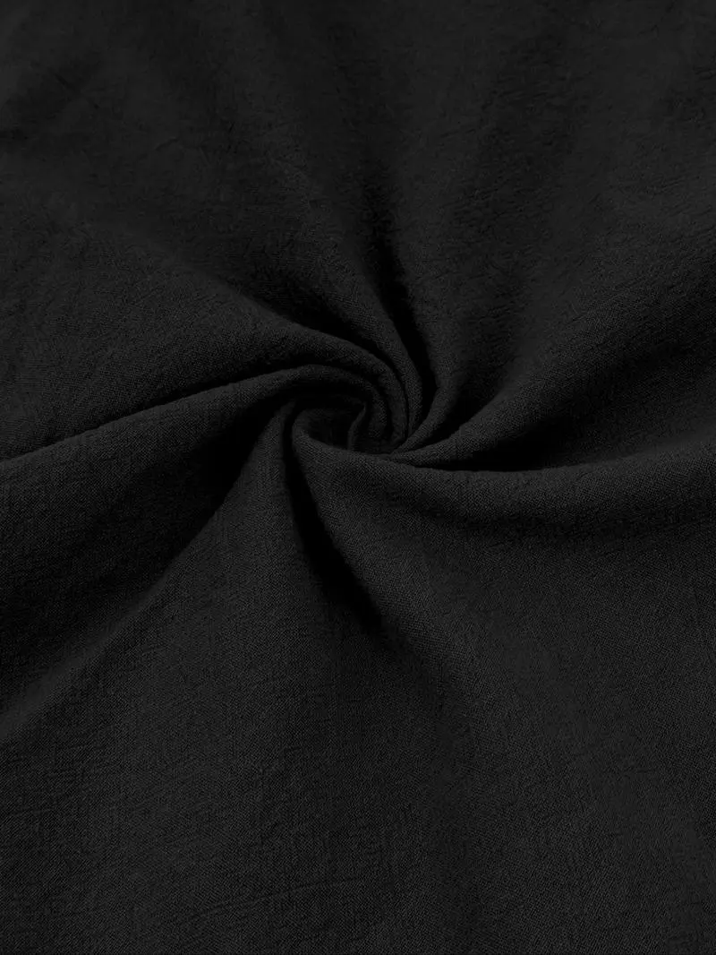 Men's Linen Casual Long Sleeve Polo Shirt
