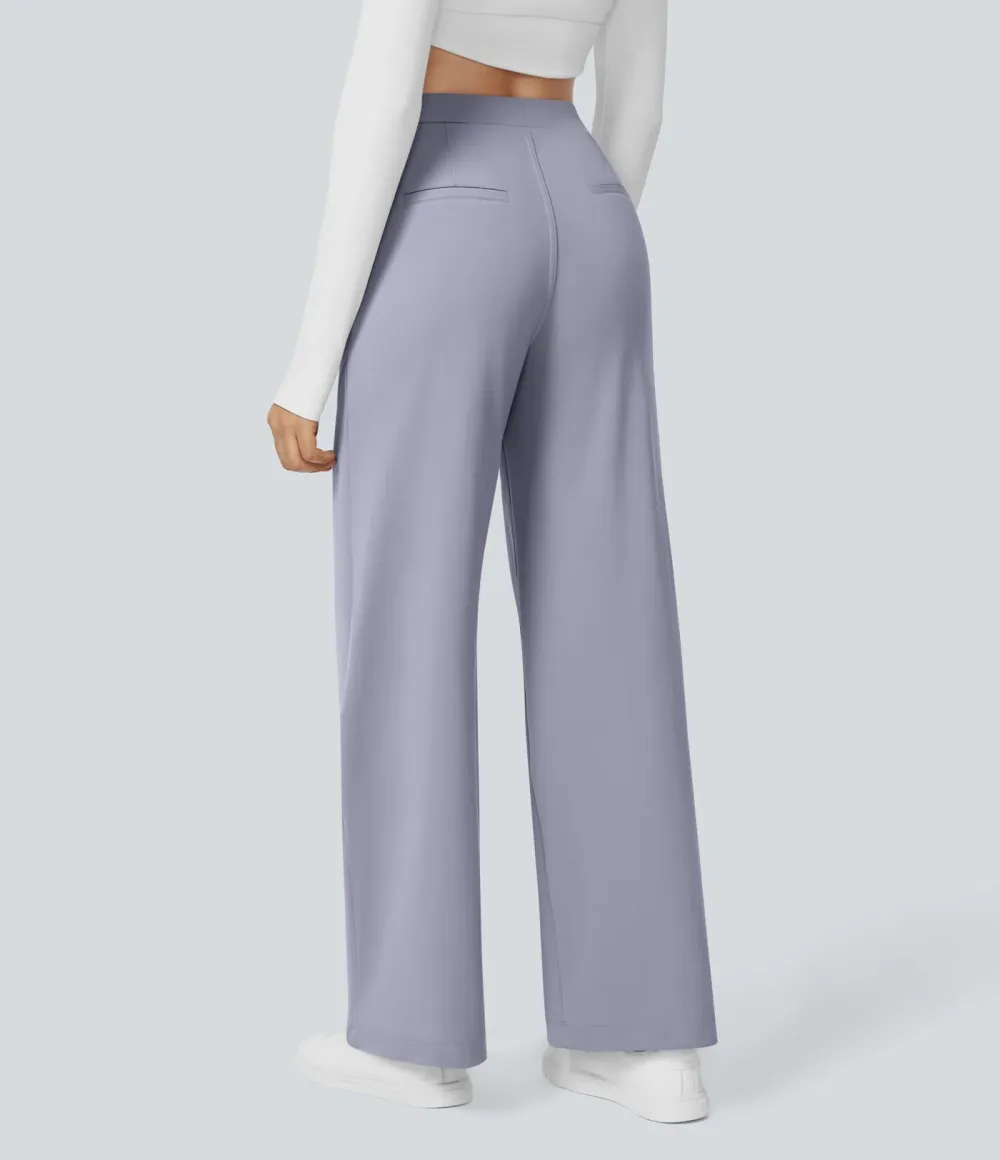 ⚡Summer Sale!High Waisted Side Pocket Straight Leg Work Pants