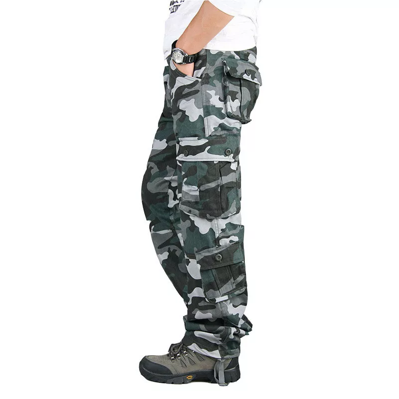 Men's Cargo Pants 100% Cotton Work Trousers Tactical Combat Outdoor Hiking Pant