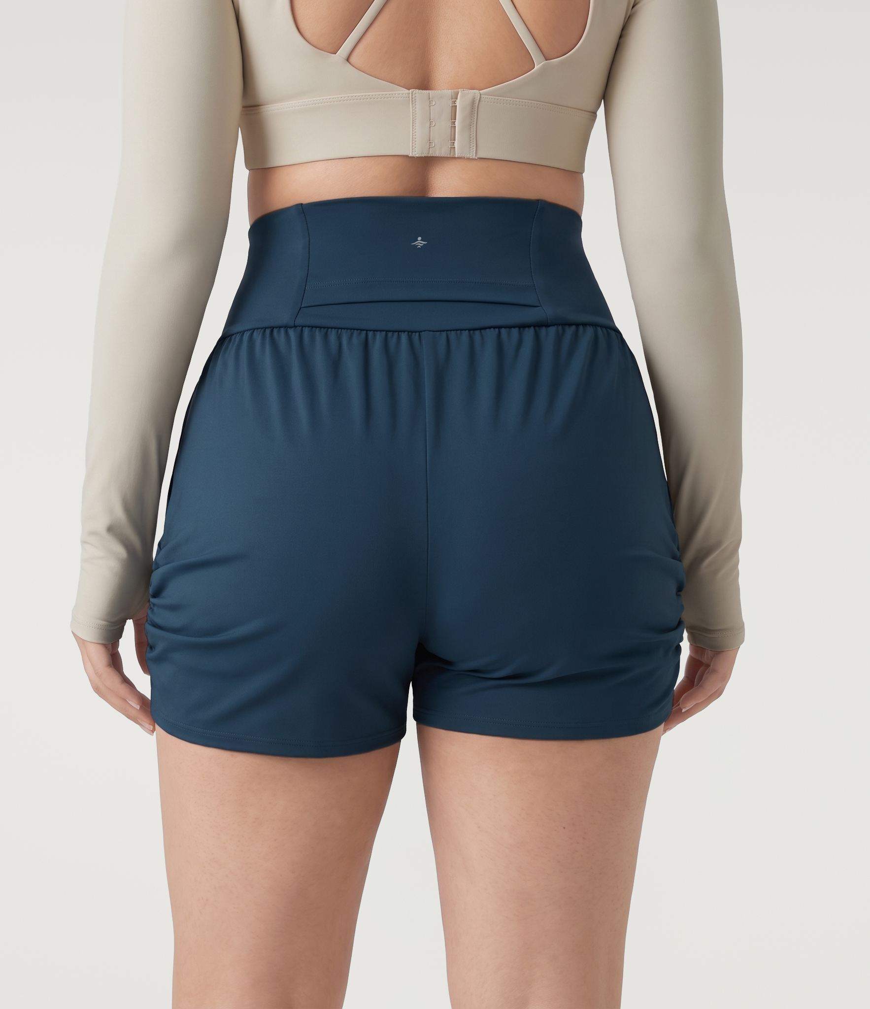 Plus Size SoftlyZero™ Airy High Waisted Ruched InstantCool Yoga Shorts 3'' with Pockets