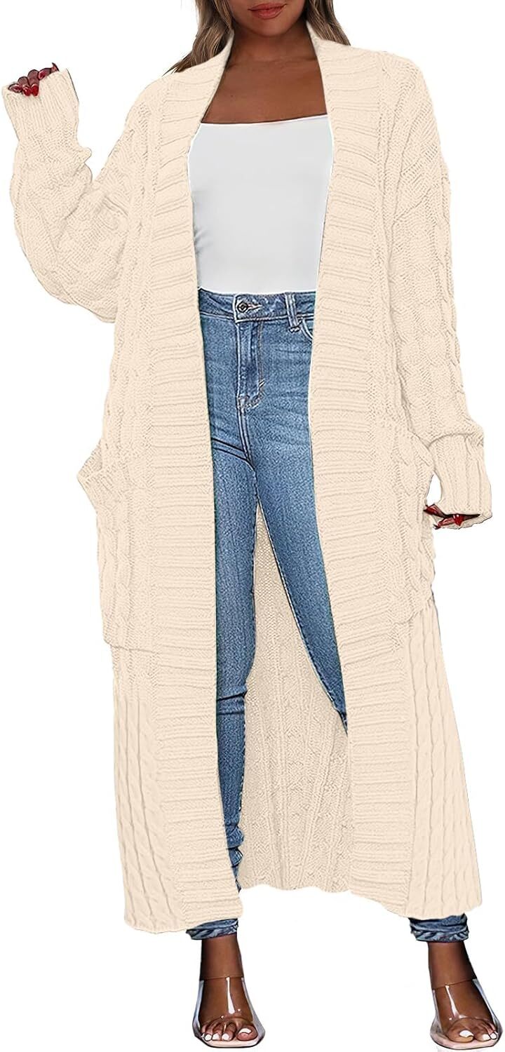 Women's Long Cardigan 2024 Oversized Coat Long Sleeve Open Cardigan Knitted Extra Long Coat Autumn Fashion Jacket Clothes