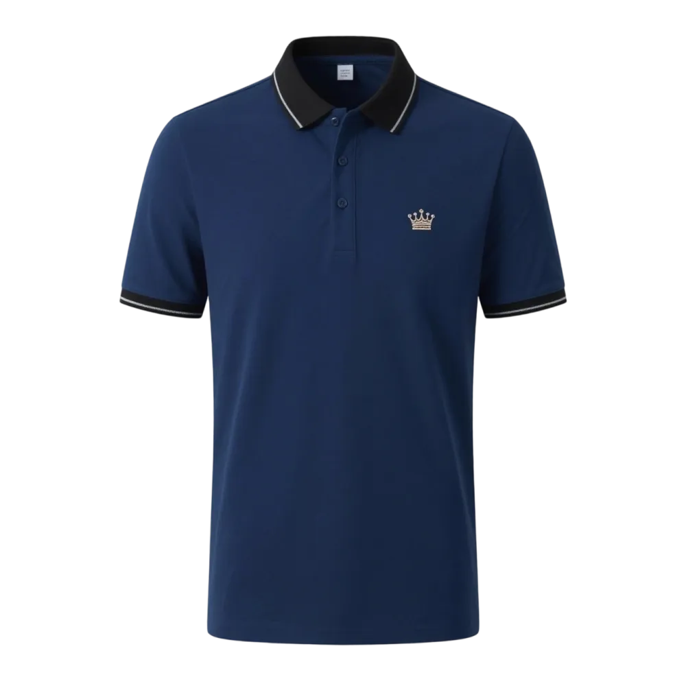 Men's Regular Fit Contrast Trim Polo Shirt – Half Zip, Short Sleeve, Summer Casual/Sporty Top for Daily Wear