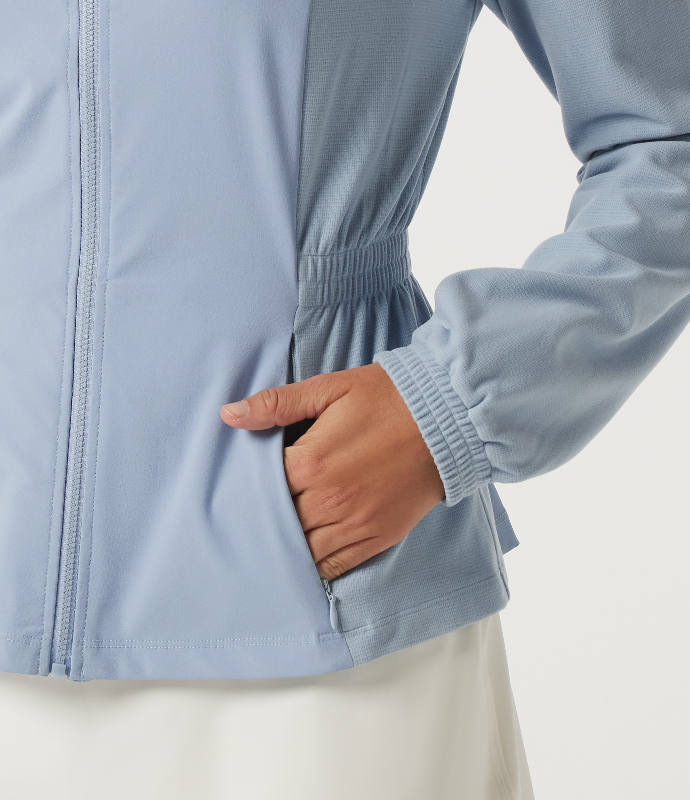 Long Sleeve Ruched Casual Jacket with Pockets