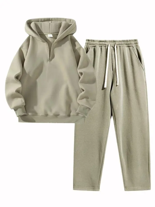 Men's Plain Two-piece Sweatsuit Set
