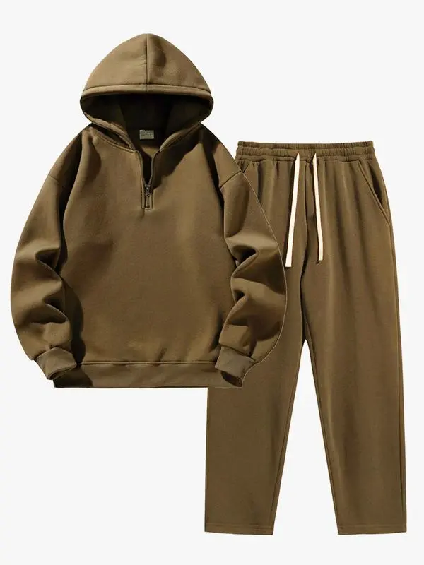 Men's Plain Two-piece Sweatsuit Set