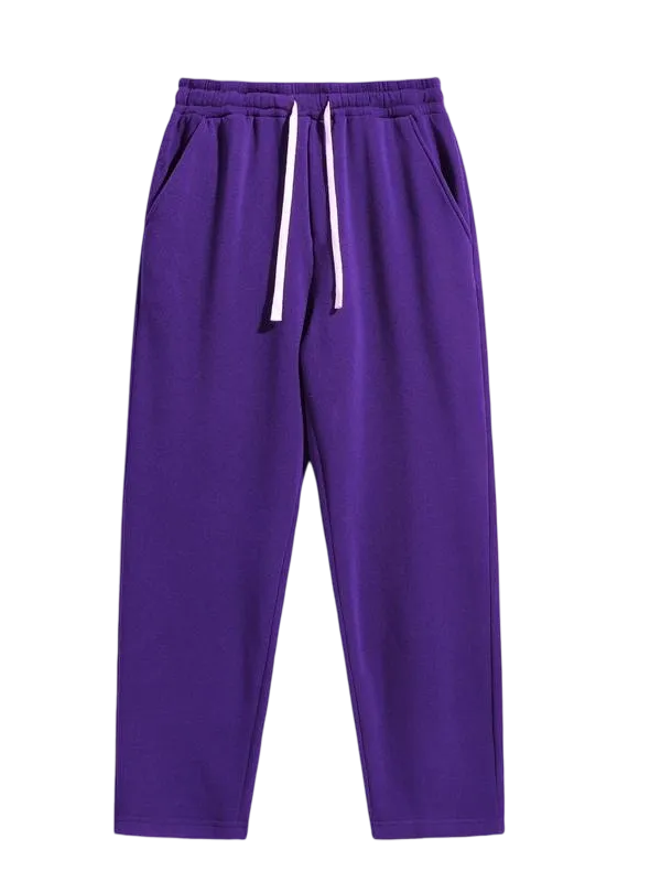 Men's Regular Fit Solid Drawstring Waist Sweatpants