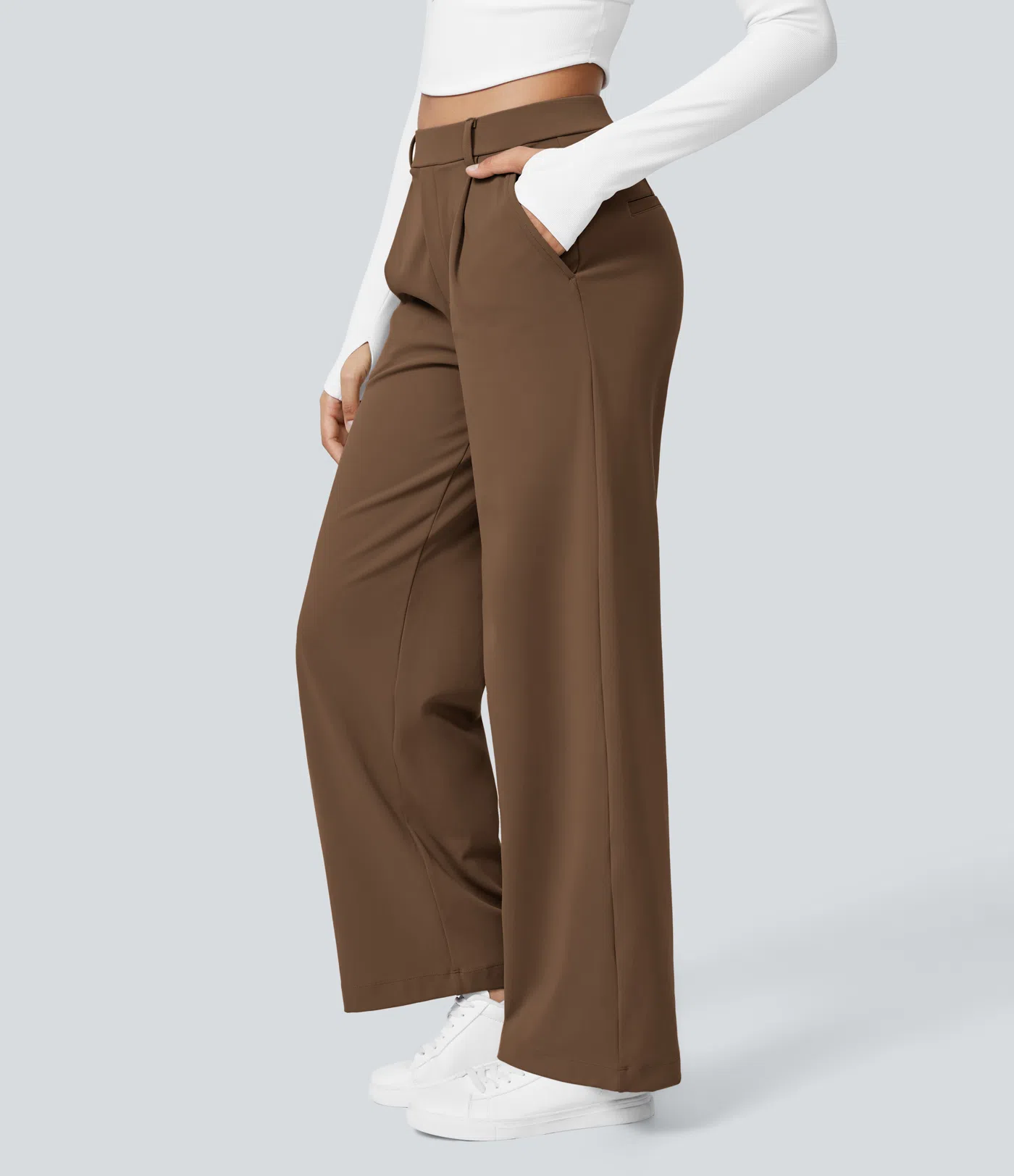 ⏰Big Spring Sale!High Waisted Side Pocket Straight Leg Work Pants