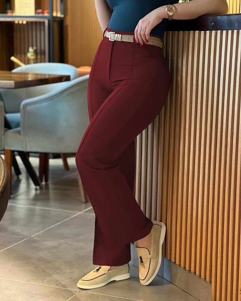 Work Pants for Women High Waist Straight Leg Work Pants Business Casual Trousers