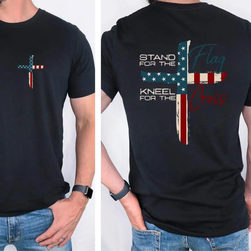 Stand For The Flag Graphic Tees for Cotton Fabric Casual Crew
