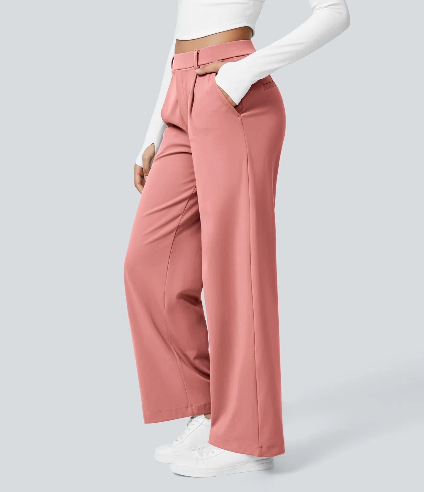 ⏰Big Spring Sale!High Waisted Side Pocket Straight Leg Work Pants
