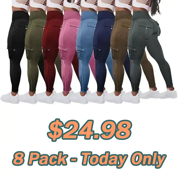 💕Solid Flap Pocket High Waist Sports Leggings