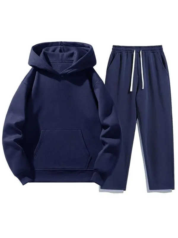 Men’s Casual Hoodie & Jogger Set – Two-Piece Daily Outfit