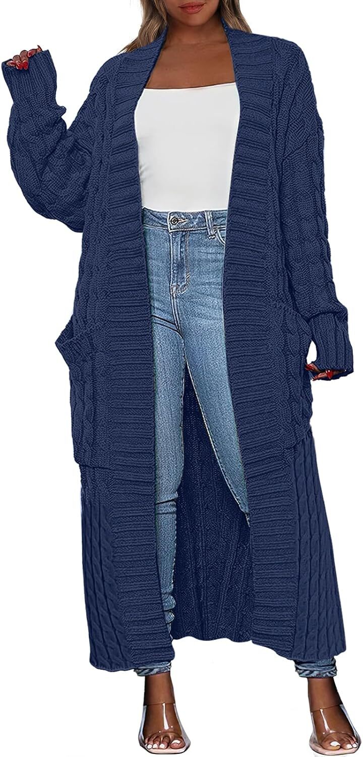 Women's Long Cardigan 2024 Oversized Coat Long Sleeve Open Cardigan Knitted Extra Long Coat Autumn Fashion Jacket Clothes