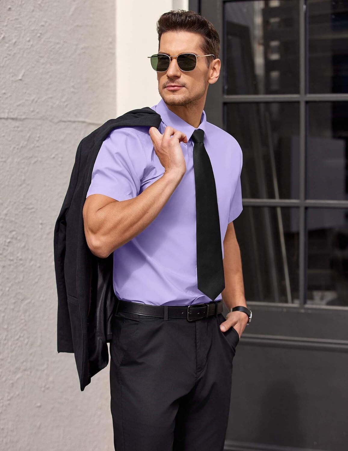 Mens Short Sleeve Dress Shirts Wrinkle Free Casual Button Down Shirts Summer Untucked Dress Shirt