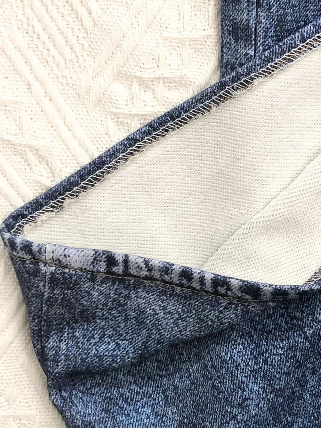 Women's Sweatpant Jeans Print Denim Sweatpants High Waisted Full-Length Wide Leg Pants Baggy Comfort Faux Jeans