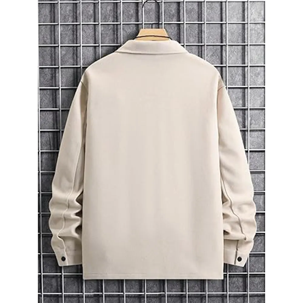 Men's casual warm button-down pocket jacket