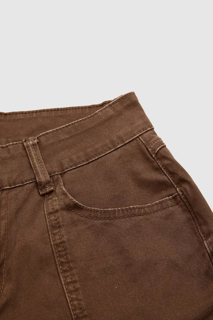 💝Last day promotion -Solid Seam Front Mid Rise Straight Leg Pants