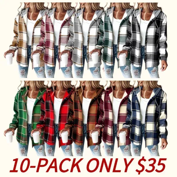 Women's Plaid Fleece Lined Hoodie