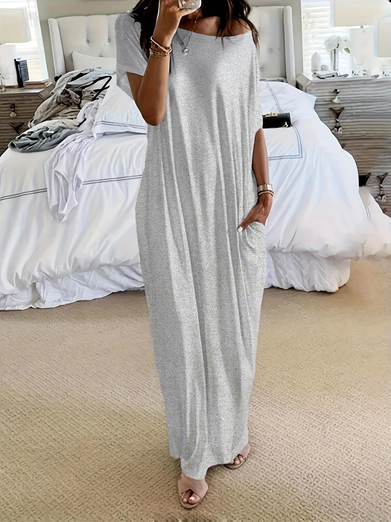 ⚡FINAL SALE⚡-Women's solid color casual dress