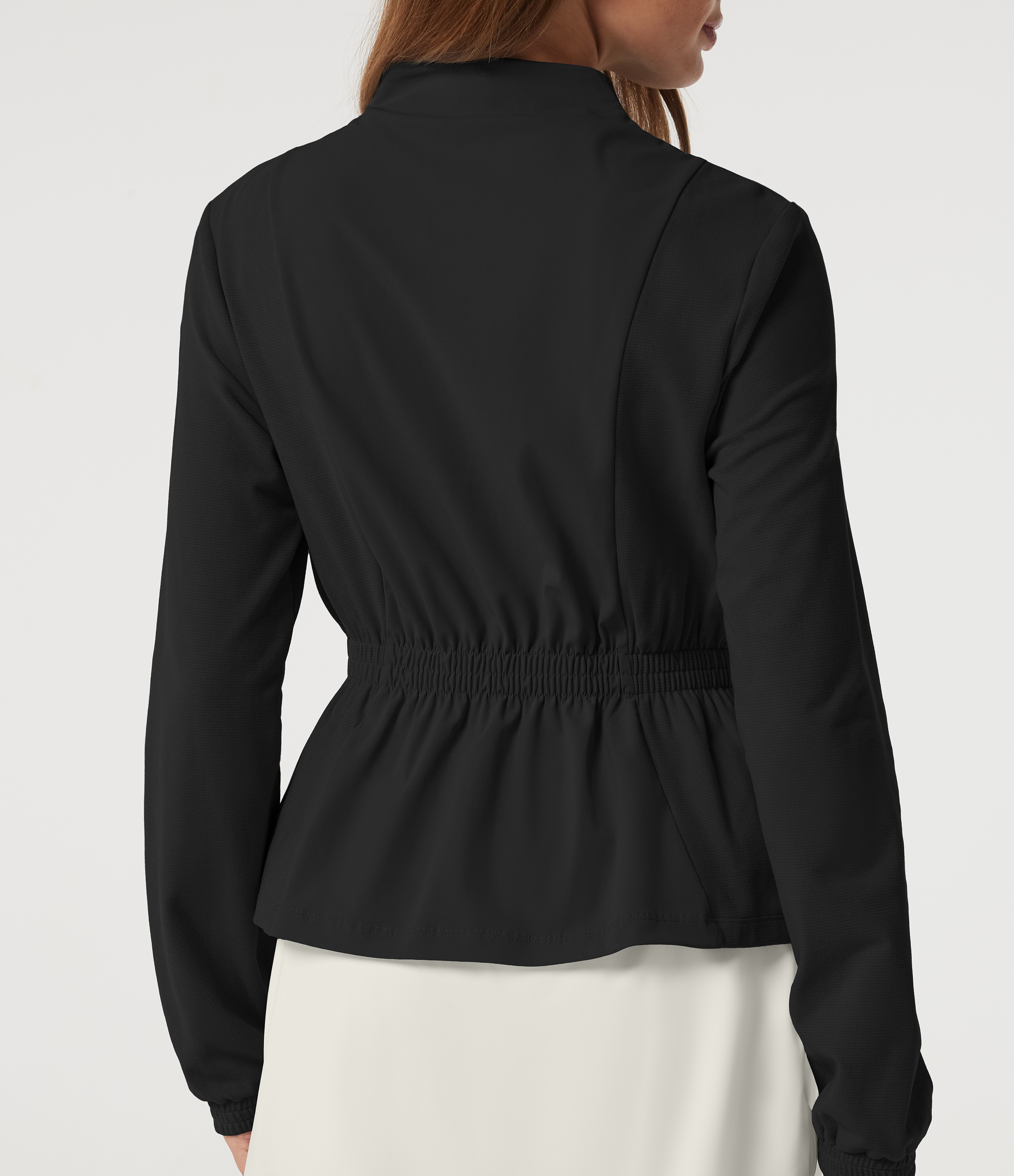 Long Sleeve Ruched Casual Jacket with Pockets