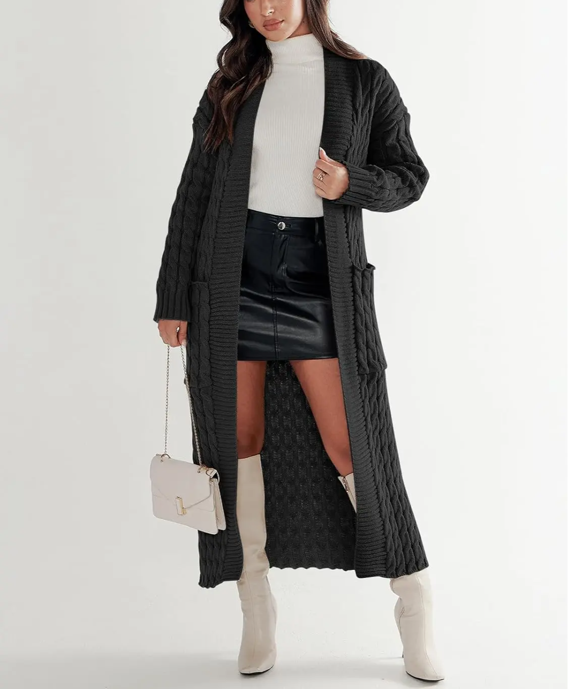 Women's Long Cardigan 2024 Oversized Coat Long Sleeve Open Cardigan Knitted Extra Long Coat Autumn Fashion Jacket Clothes