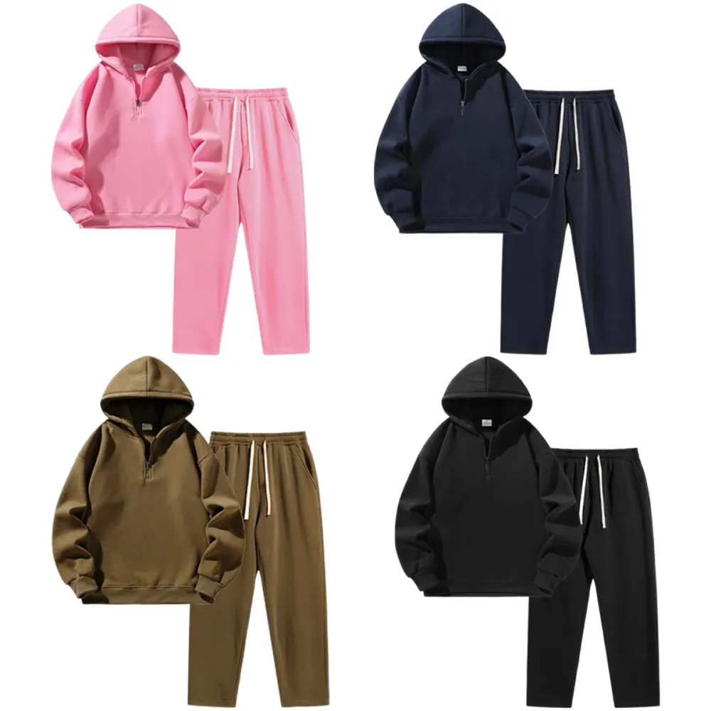 Men's Plain Two-piece Sweatsuit Set