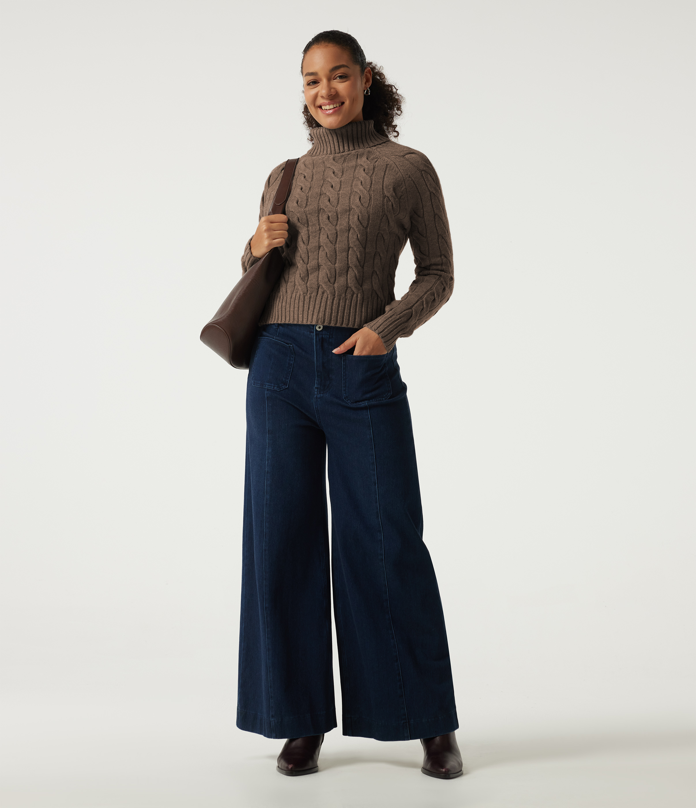 Lapel Raglan Long Sleeve Work Sweater