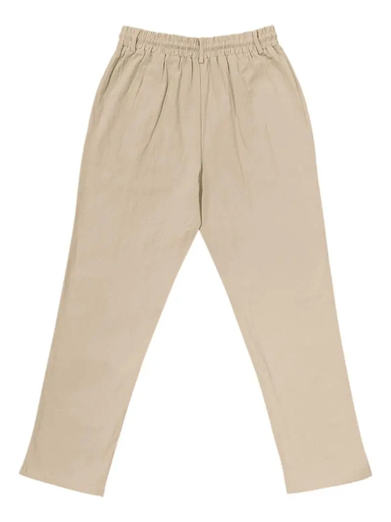 Men's Solid Button Design Linen Pants