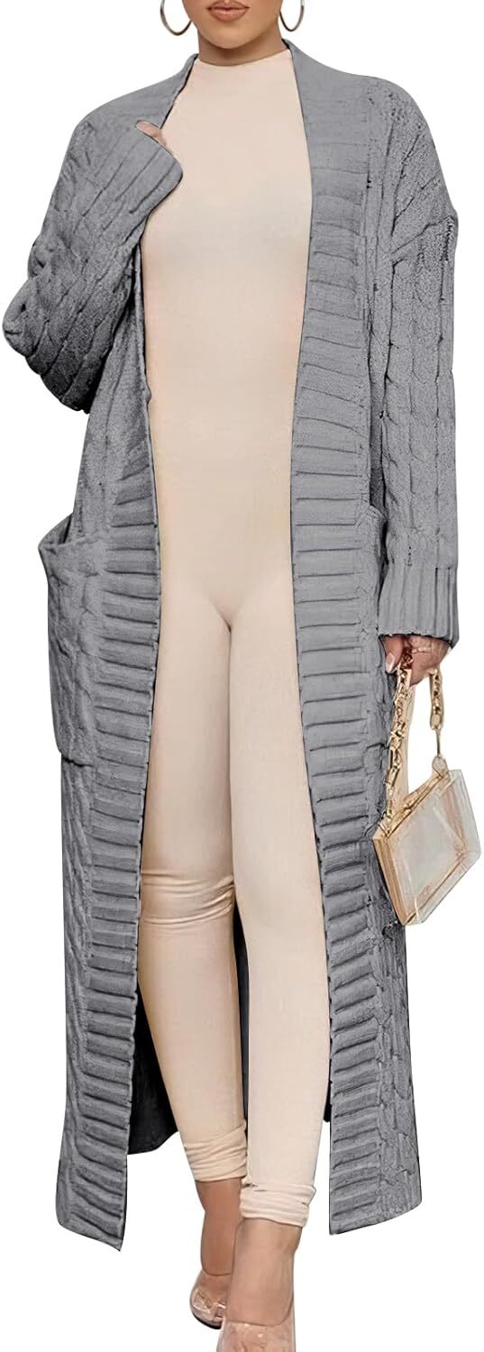 Women's Long Cardigan 2024 Oversized Coat Long Sleeve Open Cardigan Knitted Extra Long Coat Autumn Fashion Jacket Clothes