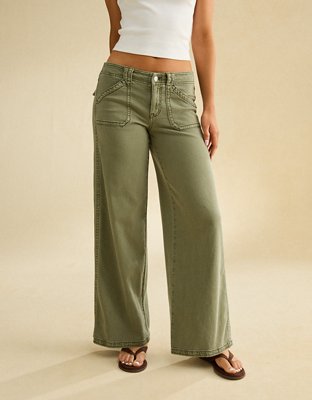 AE Low-Rise Ultra Wide-Leg Pant - Succulent Olive