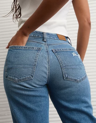 AE Curvy High-Waisted Straight Jean - Light Destroy Wash