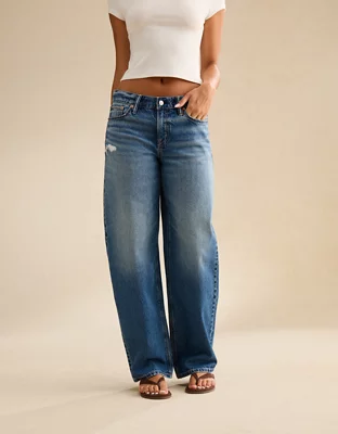 AE Low-Rise Baggy Barrel Jean - Medium Wash