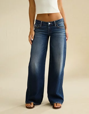 AE Lowest-Rise Baggy Wide-Leg Jean - Dark Wash
