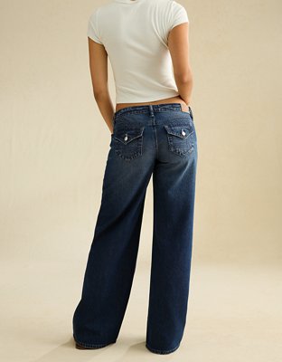 AE Lowest-Rise Baggy Wide-Leg Jean - Dark Wash