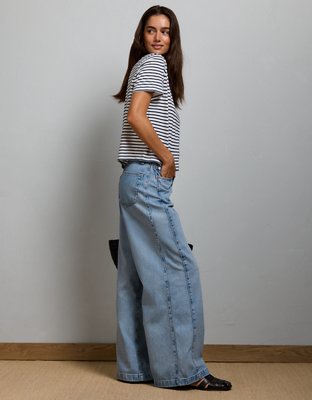 AE77 Premium Super Wide Jean - Light Wash