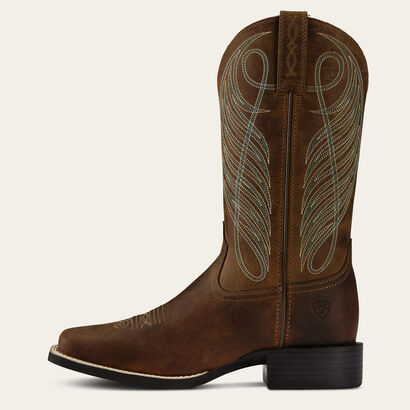 Round Up Wide Square Toe Western Boot Side