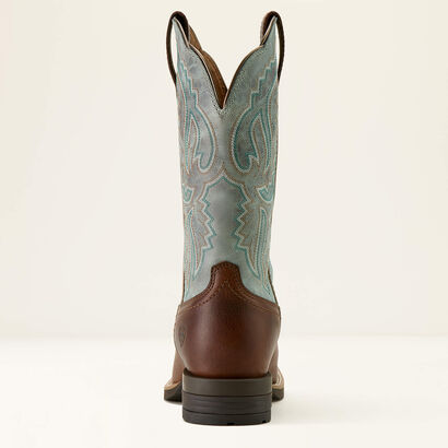 Hybrid Ranchwork Wide Square Toe Western Boot Heel