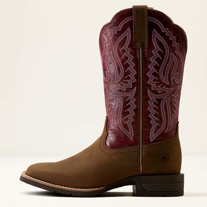 Hybrid Ranchwork Wide Square Toe Western Boot Side