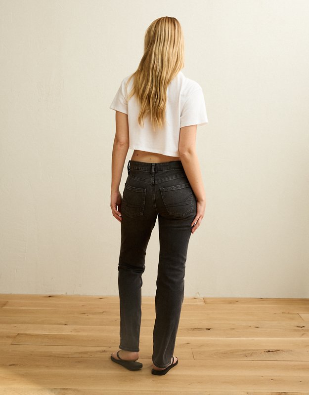 AE Curvy High-Waisted Straight Jean - Black