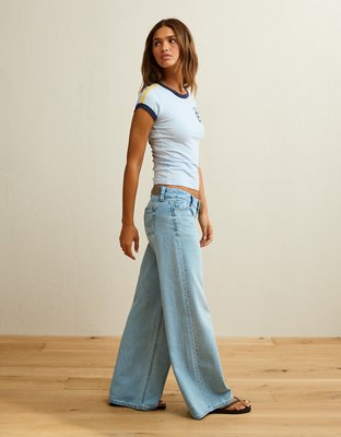 AE Lowest-Rise Baggy Wide-Leg Jean - Medium Tinted Indigo