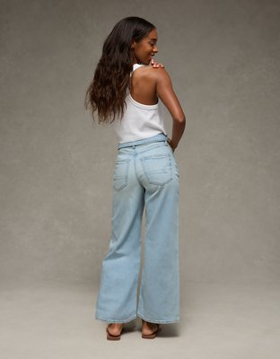 AE Curvy Super High-Waisted Baggy Wide-Leg Jean - Light Wash