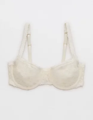 Show Off Vintage Lace Unlined Balconette Bra - Soft Muslin